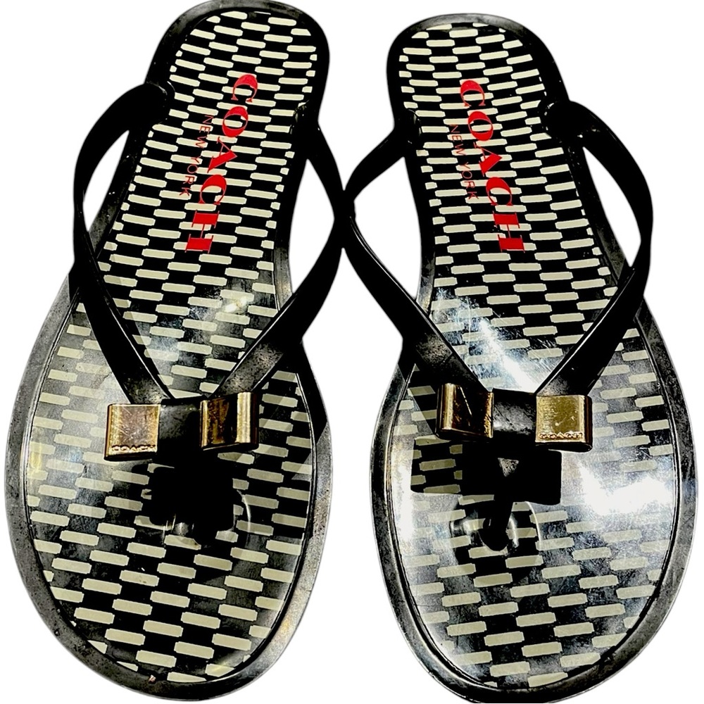 VINTAGE Y2K COACH BLACK AND WHITE JELLY FILP FLOP SANDALS SIZE 7